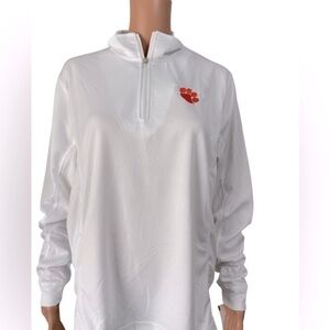 Clemson South Carolina White Quarter-Zip Pullover with Clemson Paw Logo- Size SM